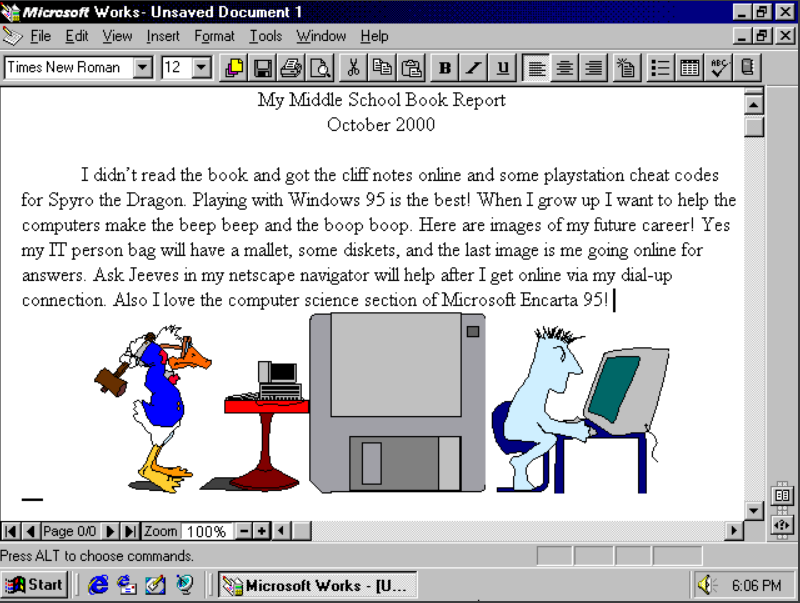 Microsoft Works word processor